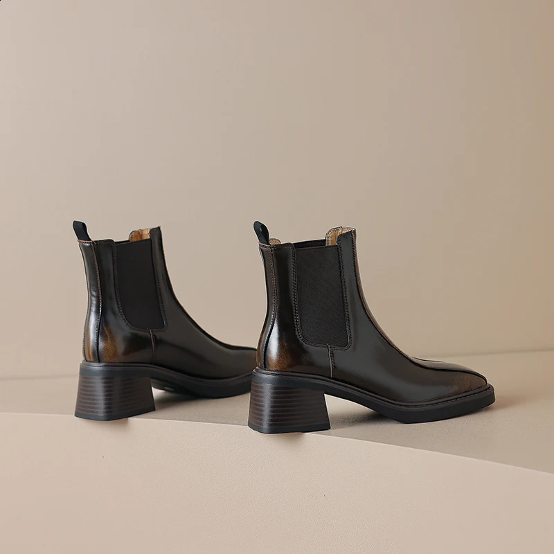 AIYUQI Square Toe Women Chelsea Boots Retro womensAnkle Boots Non-slip Fashion Ankle Boots female Winter Shoes 241226
