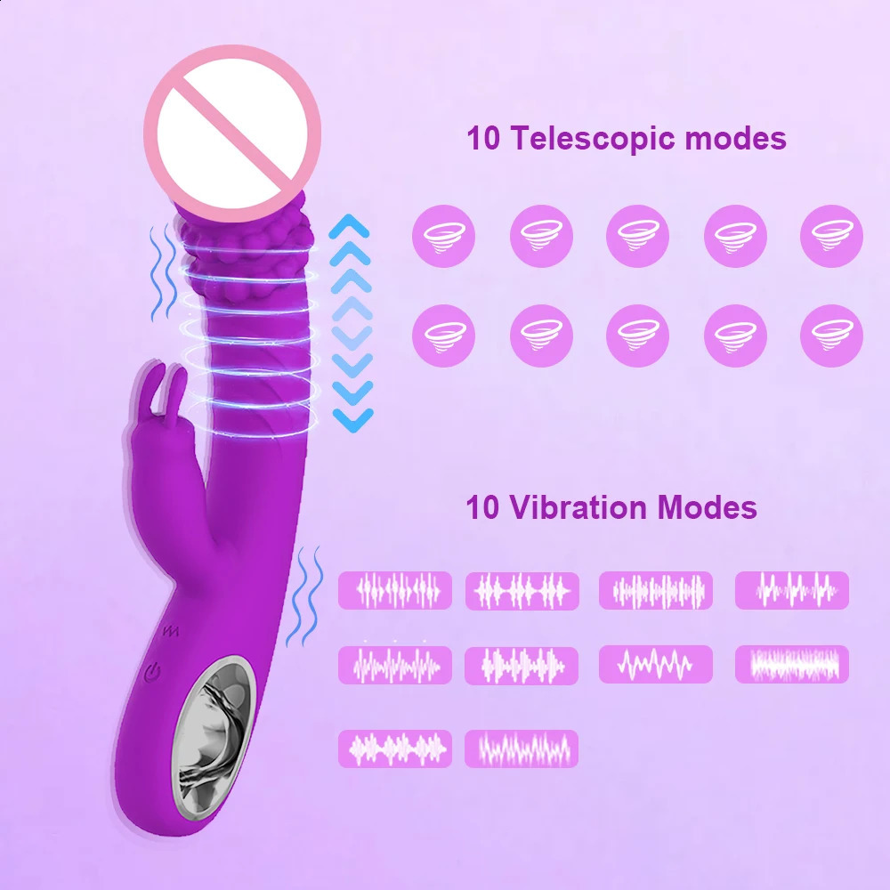 Powerful Rabbit Vibrator for Women G Spot Clitoris Stimulator Vagina Nipple Massage Dildo Masturbation Adults Sex Toy Female 241226