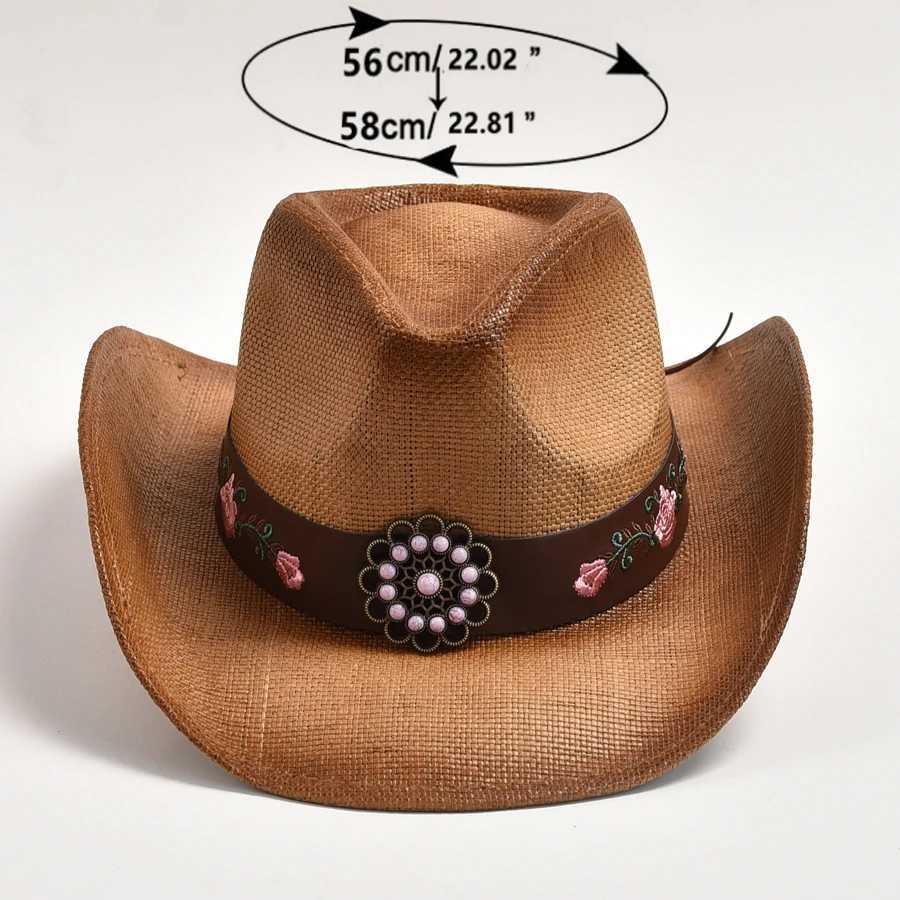 New Str Western Cowboy Hat Summer Outdoor Travel Beach Sun Hat Mens and Womens Retro Gentleman Cowboy Hat Jazz Hat W241225
