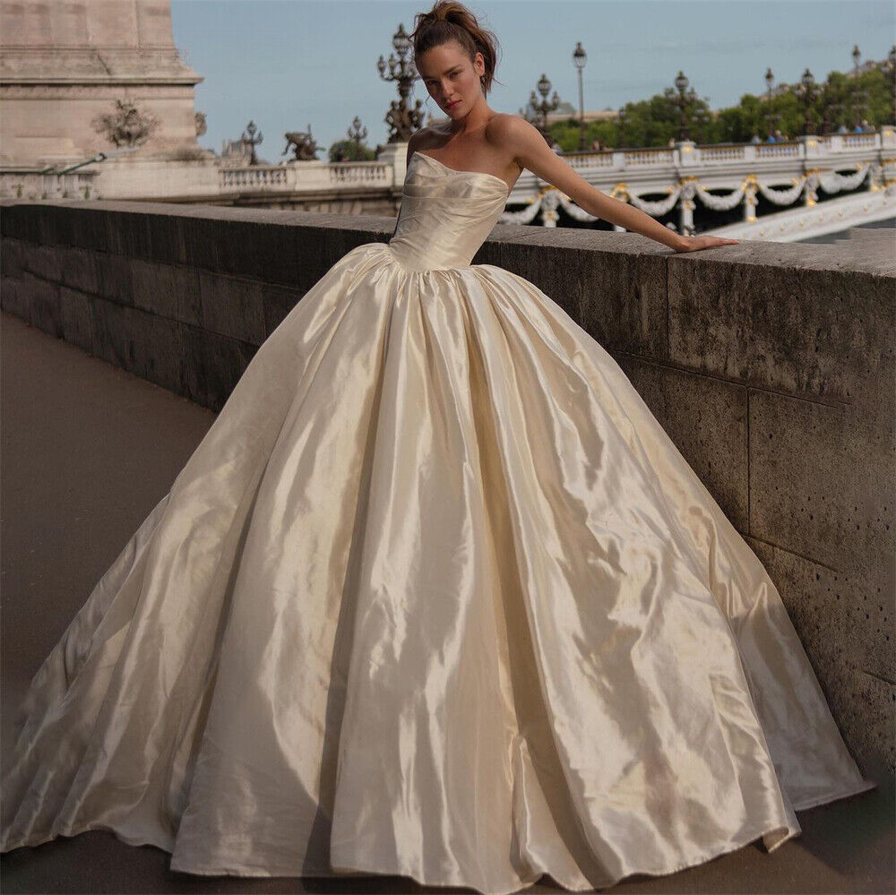 luxury satin lace Ball Gown Wedding Dresses new Bridal Gowns Sheer sweatheart Neck Lace embroidery Sequins Plus Size Robe De Mariee Custom Made plus s