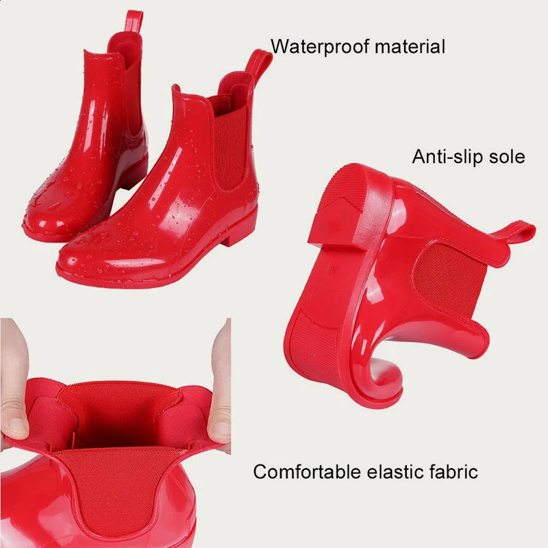 Bebealy Summer Women Waterproof Boots Fashion Women Rain Boot Outdoor Ankle Non-slip Garden Rain Boots For Women Home Rain Boot 241226