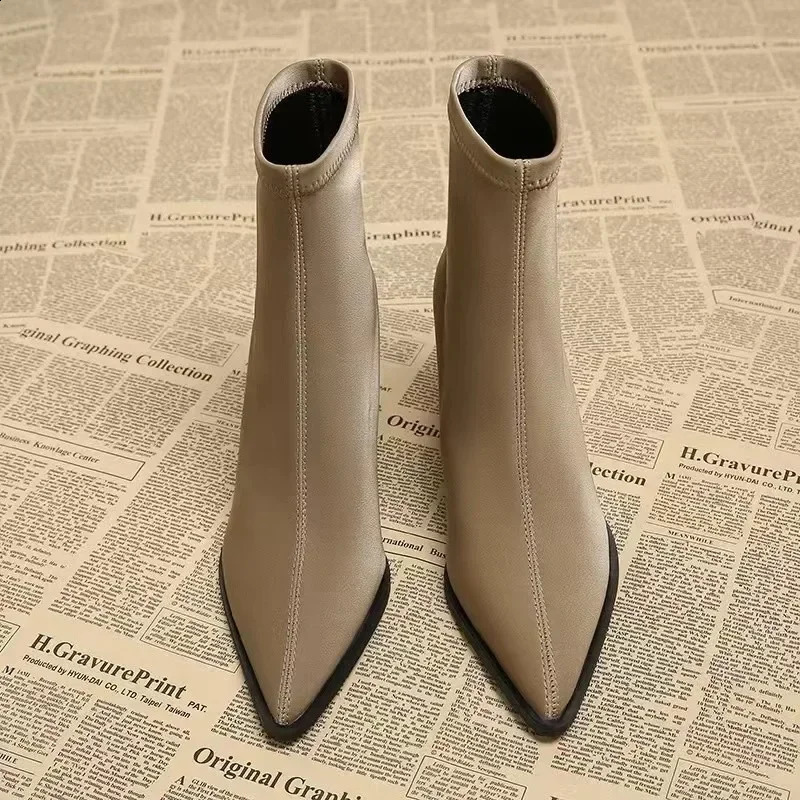 Shoes Female Fashion Ankle Womens Boots Pointed Toe Office and Career Plus Size Solid Shoes for Women Zapatos 241226