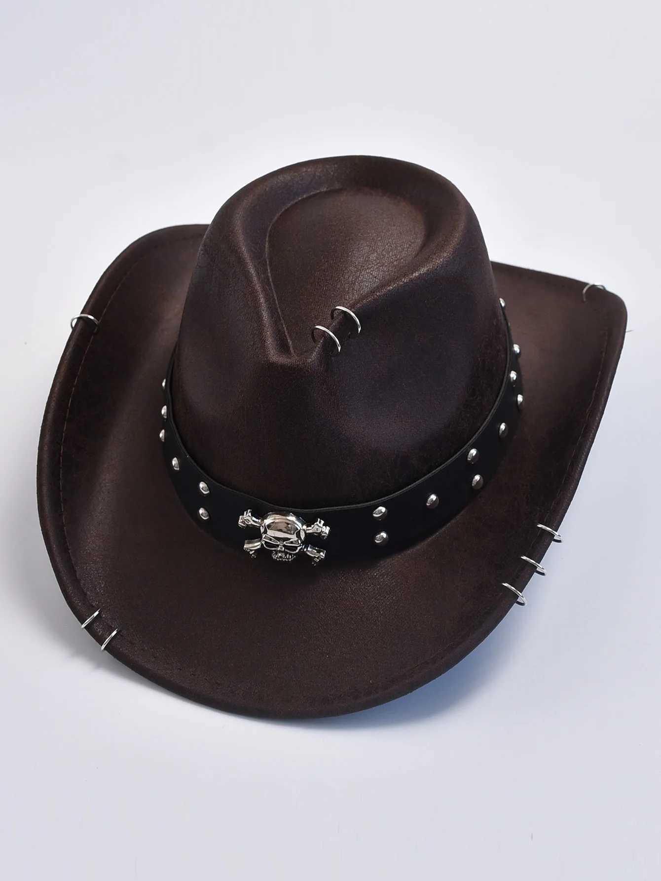 Artificial leather retro western mens cowboy hat gentleman jazz hat Panama cowboy hat Sombrero Hombre W241225
