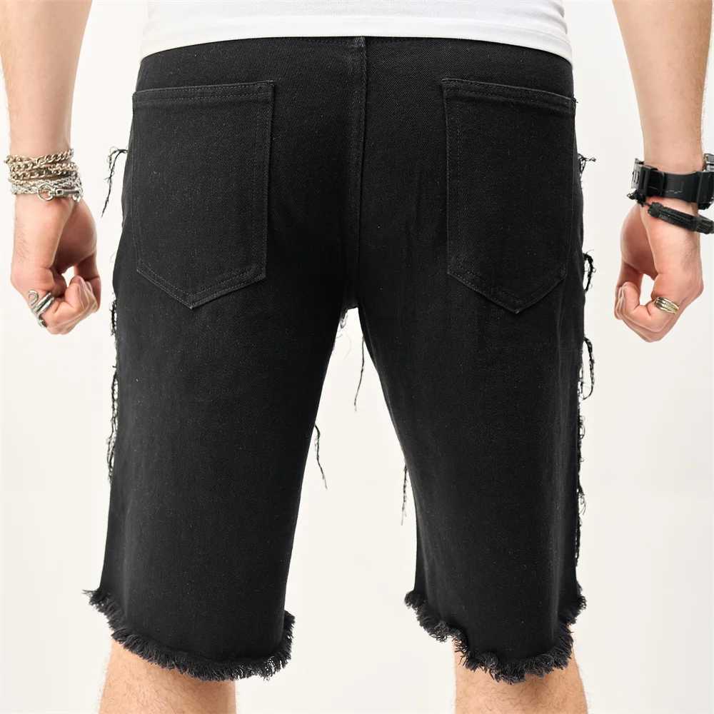 Mens ultra-thin straight denim shorts summer mens solid casual jeans five point pants W241226