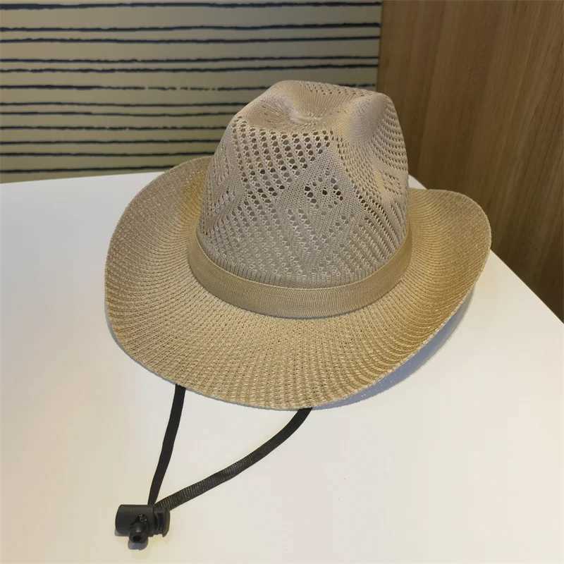 Cowboy Hat Mens Summer Hat Fedoras Western Cowboy Hat Windproof Panama Jazz Beach Hat Retro Gorilla Para Mujer W241225
