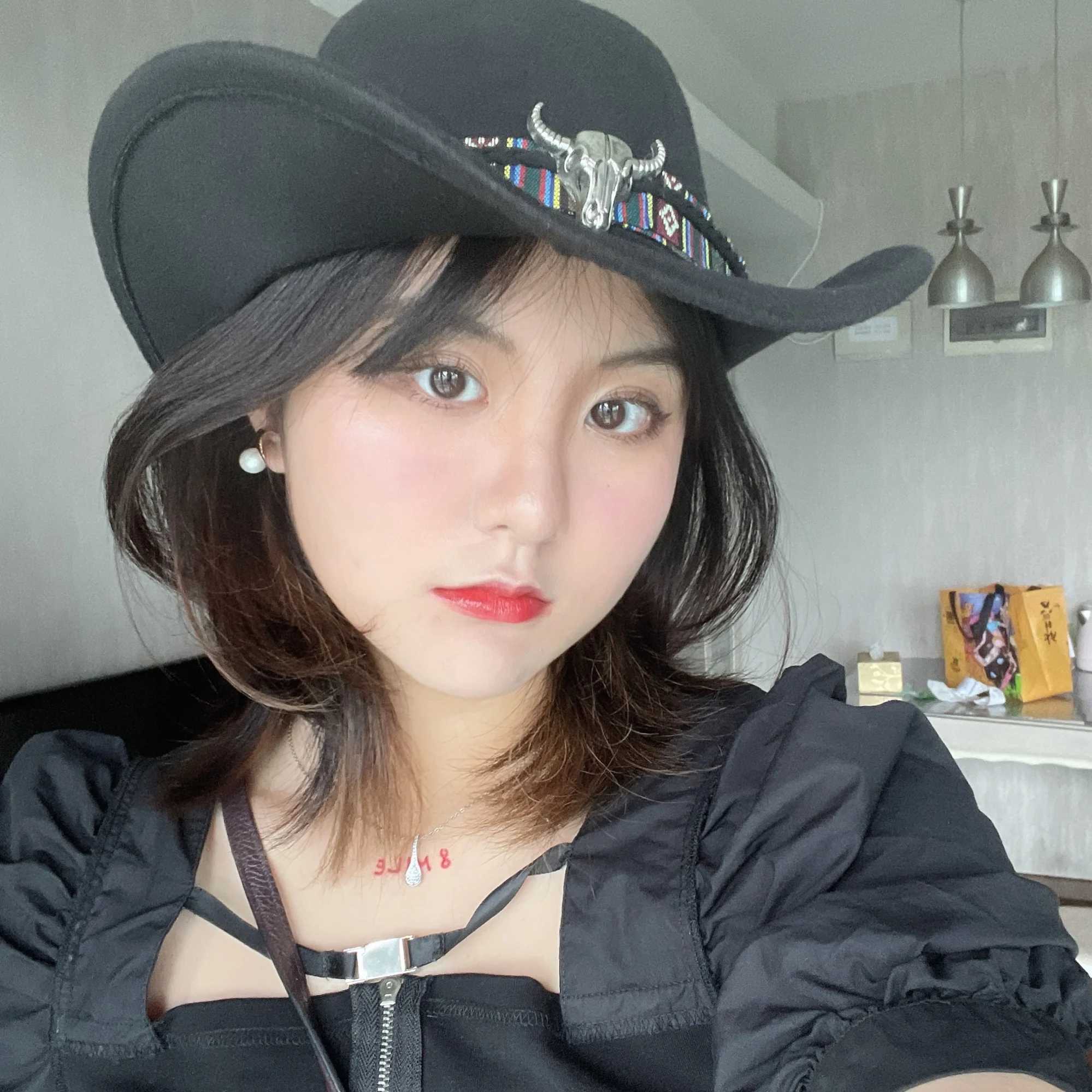 Retro unisex womens mens and womens felt warm Western denim hat wide brown denim girl denim headband (54/57/61cm) W241225