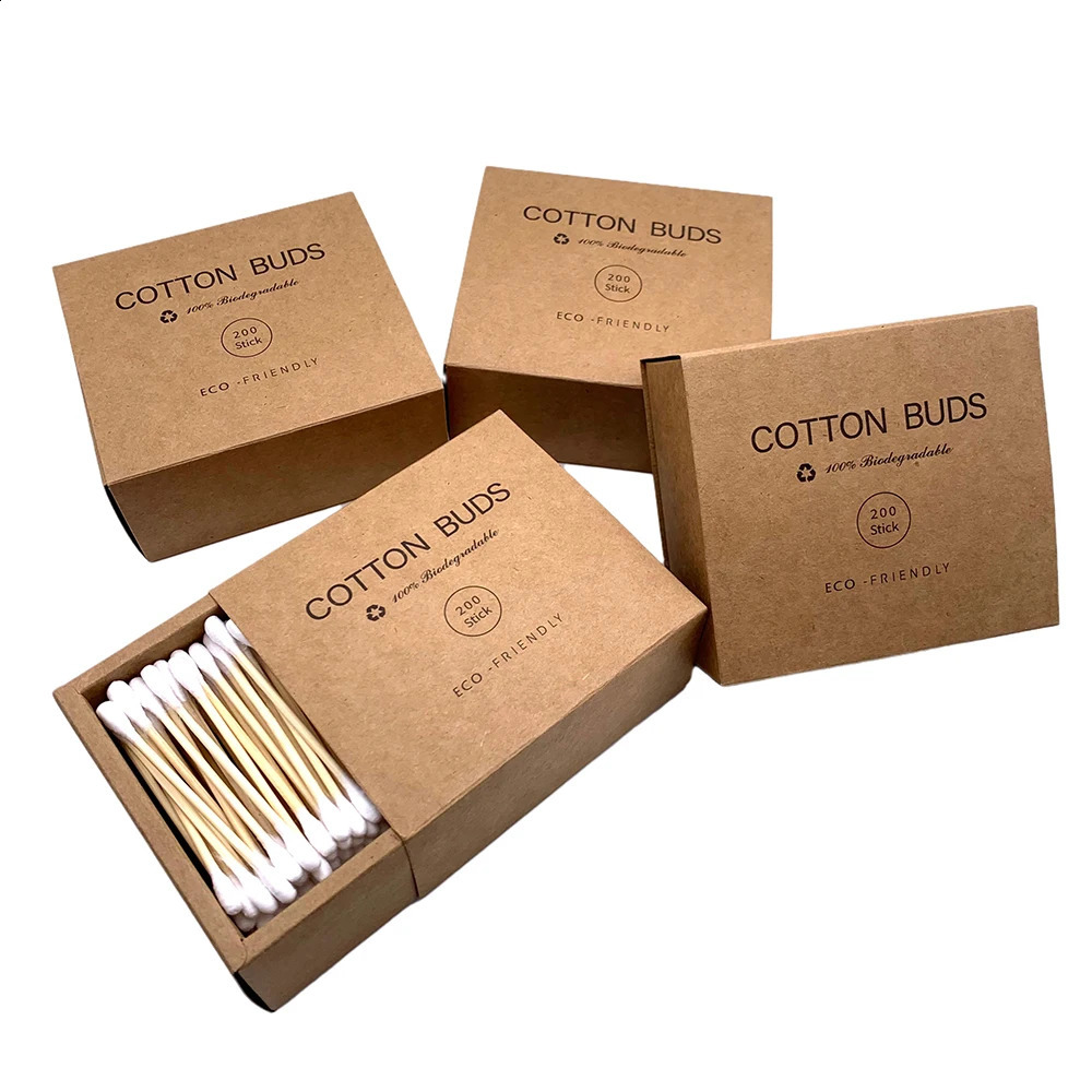 600/1000Pcs color mix Bamboo Cotton Double Head Adults Makeup Cotton Swab Microbrush Wood Sticks Nose Ears Cleaning Health Tools 241226