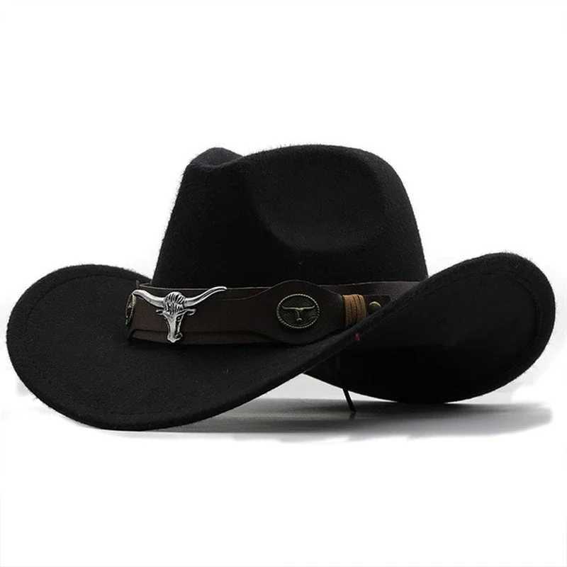 Western style denim hat size 4 black wool jazz top hat mens ethnic style denim head ribbon felt C womens children riding Fedora hat W241225