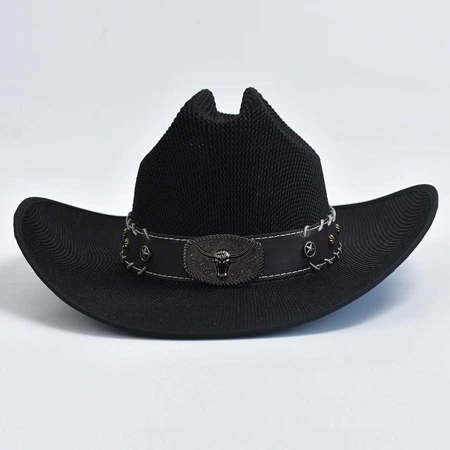 New Retro Western Cowboy Hat for Men and Women Outdoor Wide Brim Beach Sun Hat Cloche Church Sombrero Hombre C W241225