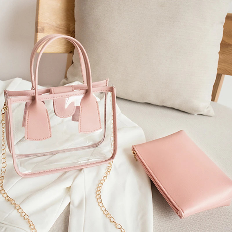2 Pcs Summer Transparent Handbag set Women Shoulder Bag 241226