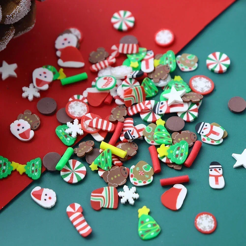 Christmas Nail Charms Sprinkle Polymer Clay Slices Slimes Flake DIY Snowflakes Xmas Nail Accessories Holiday Manicure 241226