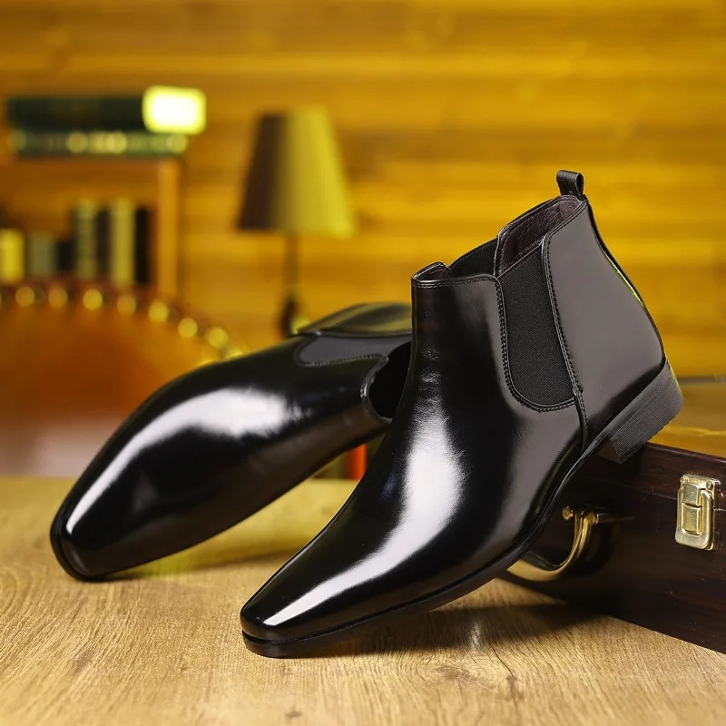 Autumn Winter Leather Chelsea Boots for Men ner Softsoled Business Dress Shoes Fashion Big Size Ankle Male 241225