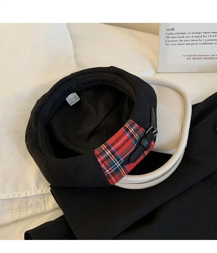 Fashion Women Wool Thick Berets Artist French Painter Hat Girls Red Plaid Patchwork Female Warm Walking Cap Hombre 241226