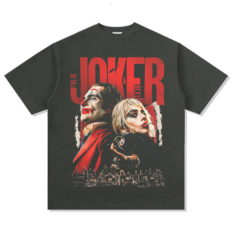 American Joker JOKER printed short sleeved T-shirt, loose and versatile, pure cotton round neck hooded sweatshirt