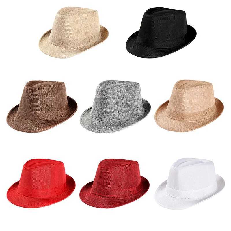 Breathable linen jazz hat mens summer cheap 1920s classic Panama hat performance party costume fashionable denim Cs retro W241225