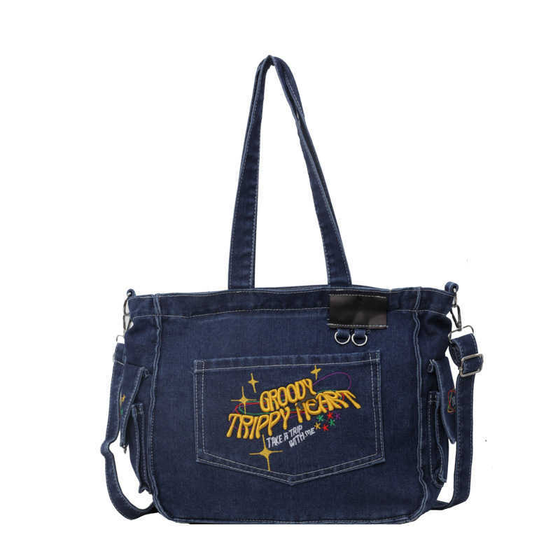 Tote Bag Cowboy Bag Versatile Large Capacity Commuter Travel Embroidered Women's Bag Handheld Single Shoulder Crossbody Bag 241215
