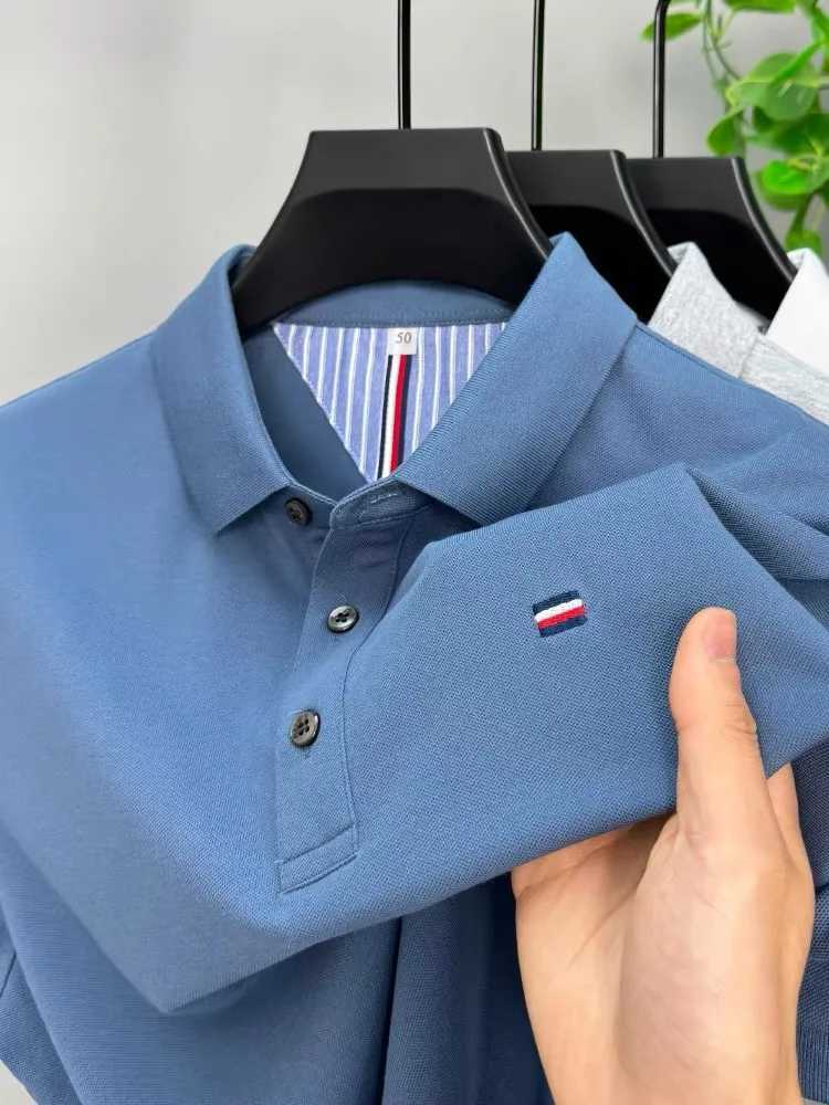 New Embroidered Mens Pure Cotton Popsicle Cotton Hot Selling Polo Shirt Summer New Business Casual Breathable Mens Polo ShirtXJ241225