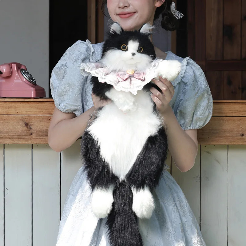Super Cute Trendy And Fashionable Doll Cat Bags Plush Cat Backpack Pure Handmade Simulation Cat Shopping Bag Birthday Gifts Toy241226