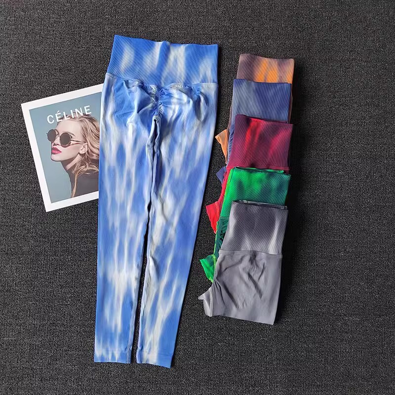 Tie-Dye Pants For Women, Seamless Yoga Leggings, High Waist Peach Hip Fiess, Gym, Push, Stretch, Sports Leggings, Tight,