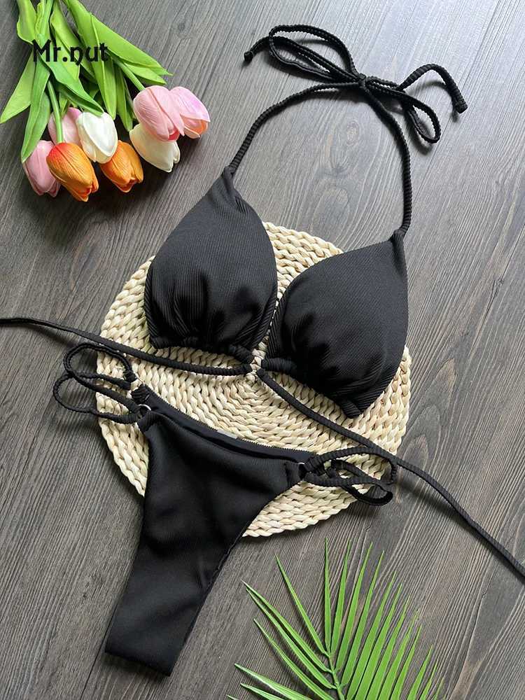 Mr. Nuts European and American new bikini special fabric with swimsuit beach sexy womens swimsuitW241225