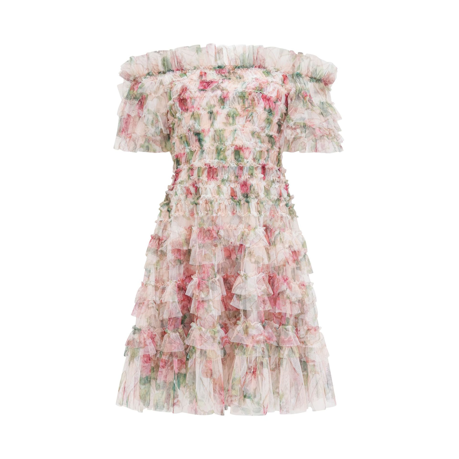 (48) One-shoulder short dress, fresh and sweet, daily commuting skirt, popular embroidered women's clothing