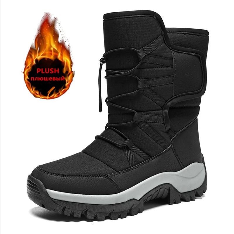 Mens Winter Shoes Waterproof Boots Warm Plush Couple Snow Outdoor Nonslip Hiking Men Work Ankle 241225