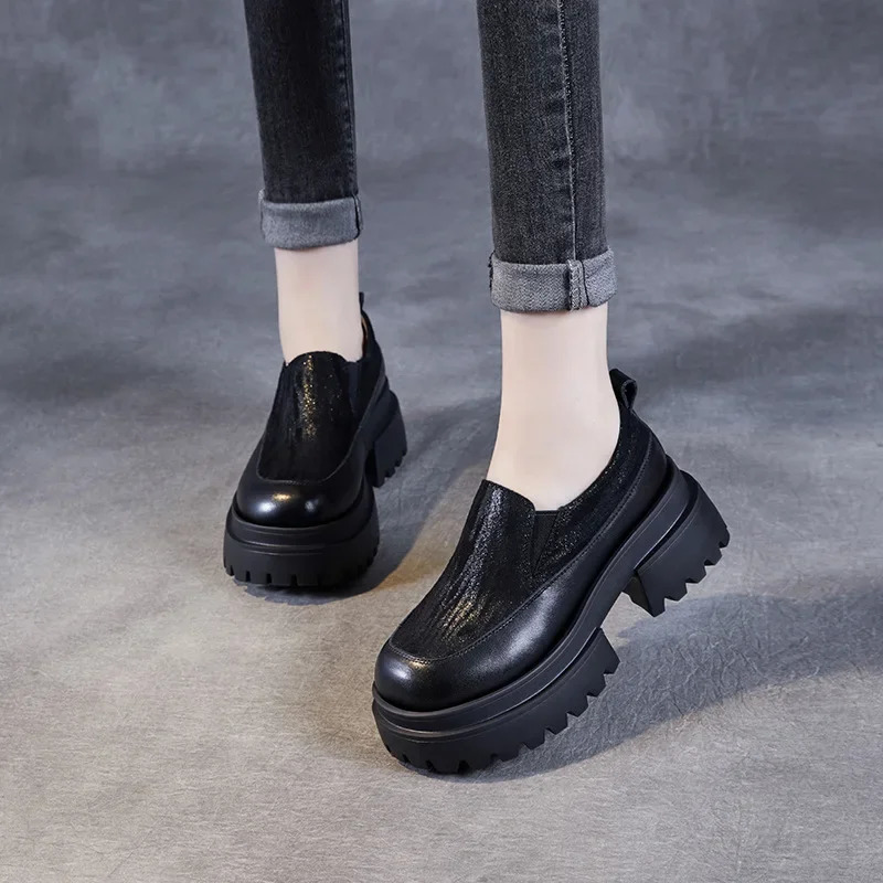 Koznoy 6cm Suede Cow Genuine Leather Ankle Boots Women Autumn Chelsea Flats Spring Mary Jane Platform Wedge Pumps Shoes 241225