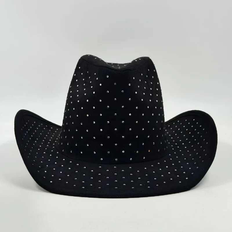 Studied Rhinestone Cowboy Hat Womens Canvas Cowboy Hat Neutral Black Cowboy Hat Party Hat W241225