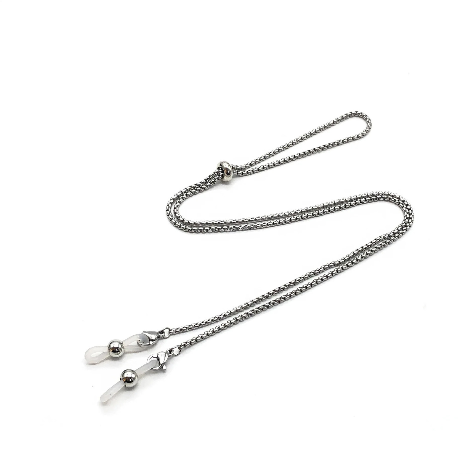Stainless Steel Sunglasses Neck Chain Glasses Chain Reading Neck Strap Rop 2mm Square Pearl Adjustable Metal Glasses Chain 241226