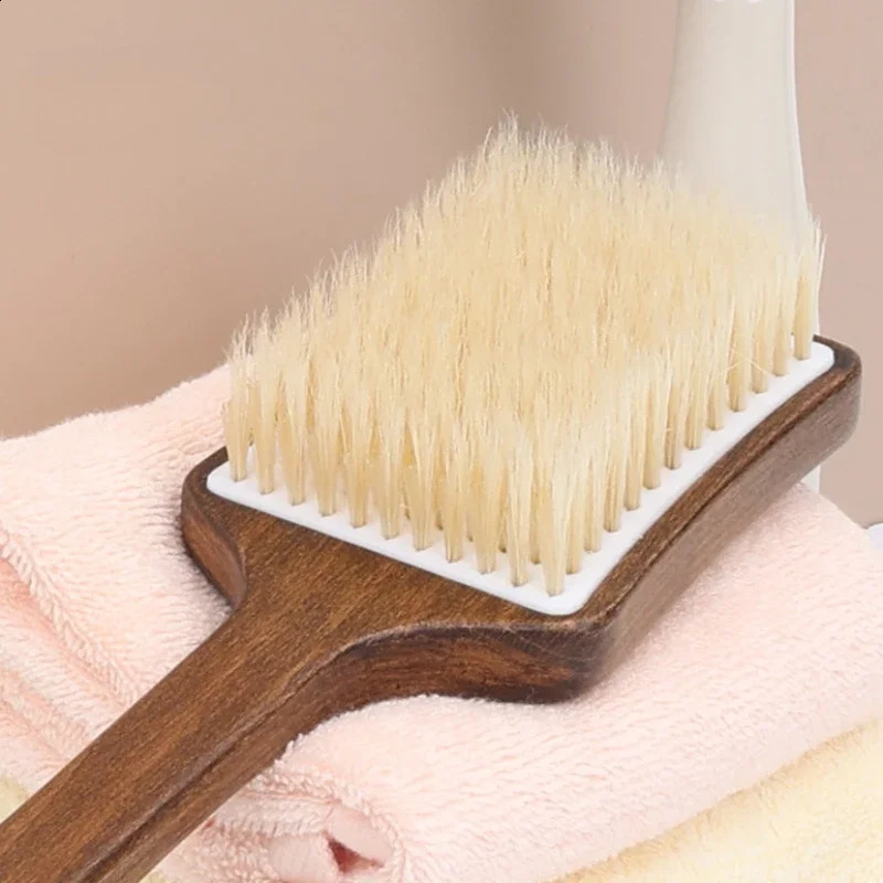 Skin Cuticle Grease solid wood Handle Bath Sponge Massage Shower Pig hair Bath Brush Body Back Cleaning Brush 241226