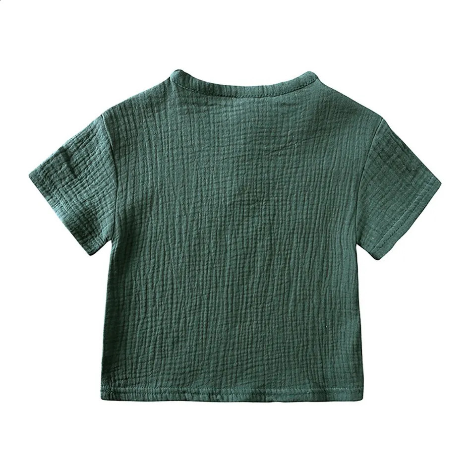 28 Years Children Casual Suit Kids Muslin T Shirt Shorts Pajamas Boy Girl Green White Tops Bottoms Summer 2 Pcs Clothing Set 241225