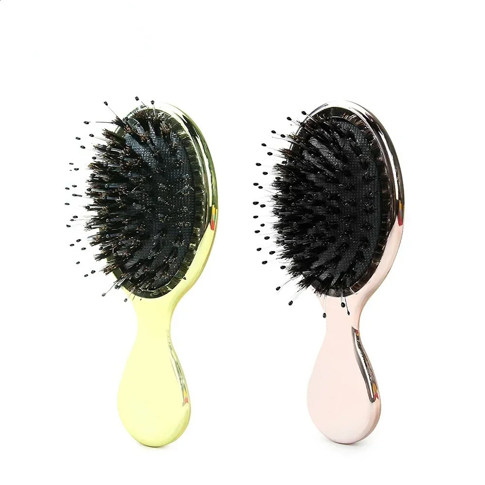 Anti Static Hair Comb Girl Mini Hair Brush Gold and Silver Color Oval Comb Woman Hairdressing Massage Comb Brush Hair 241225