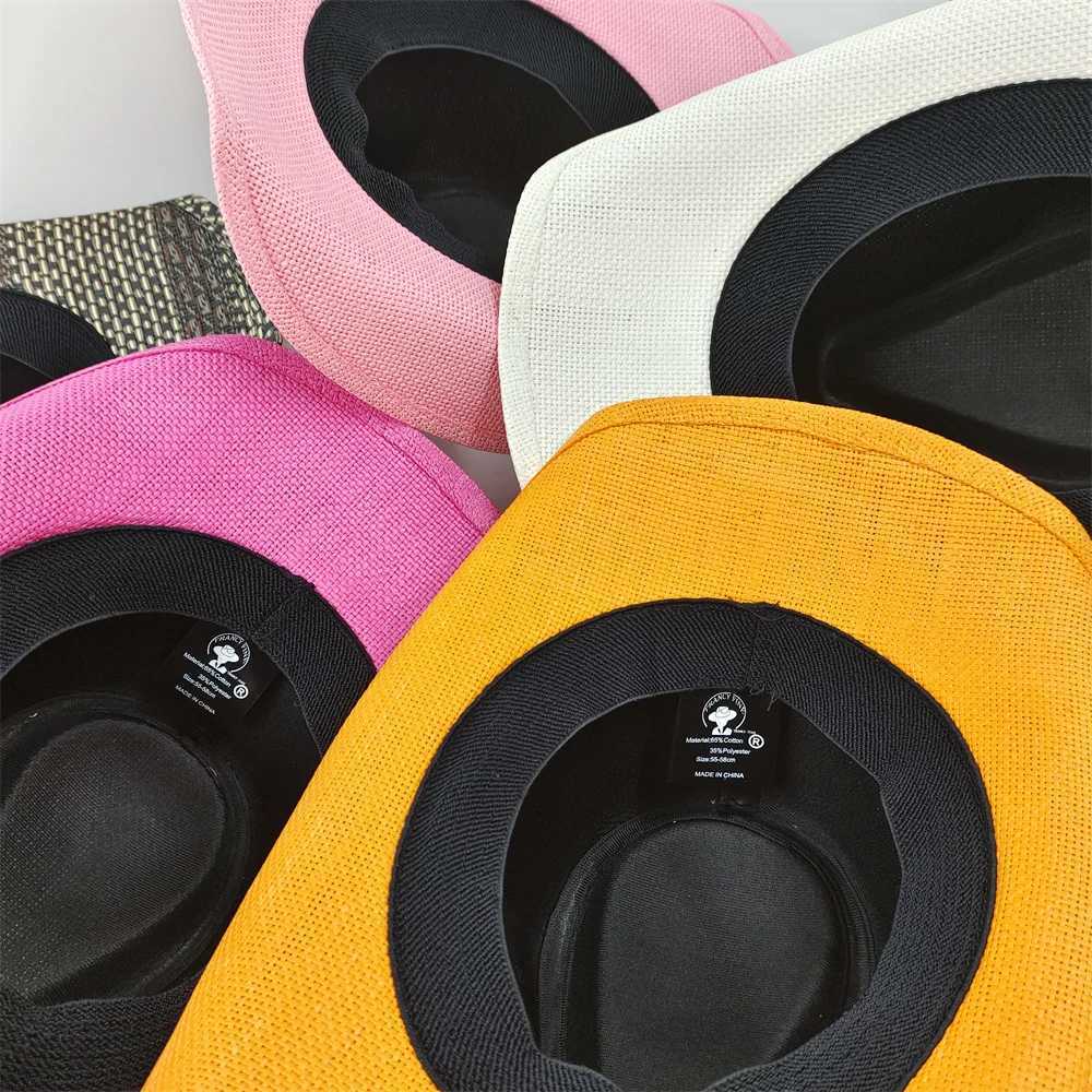 2024 Summer Str Cowboy Hat Womens Fashion Cowboy Hat Pink Hat Mens Western Cowboy Hat Summer Travel Sunshade Hat W241225