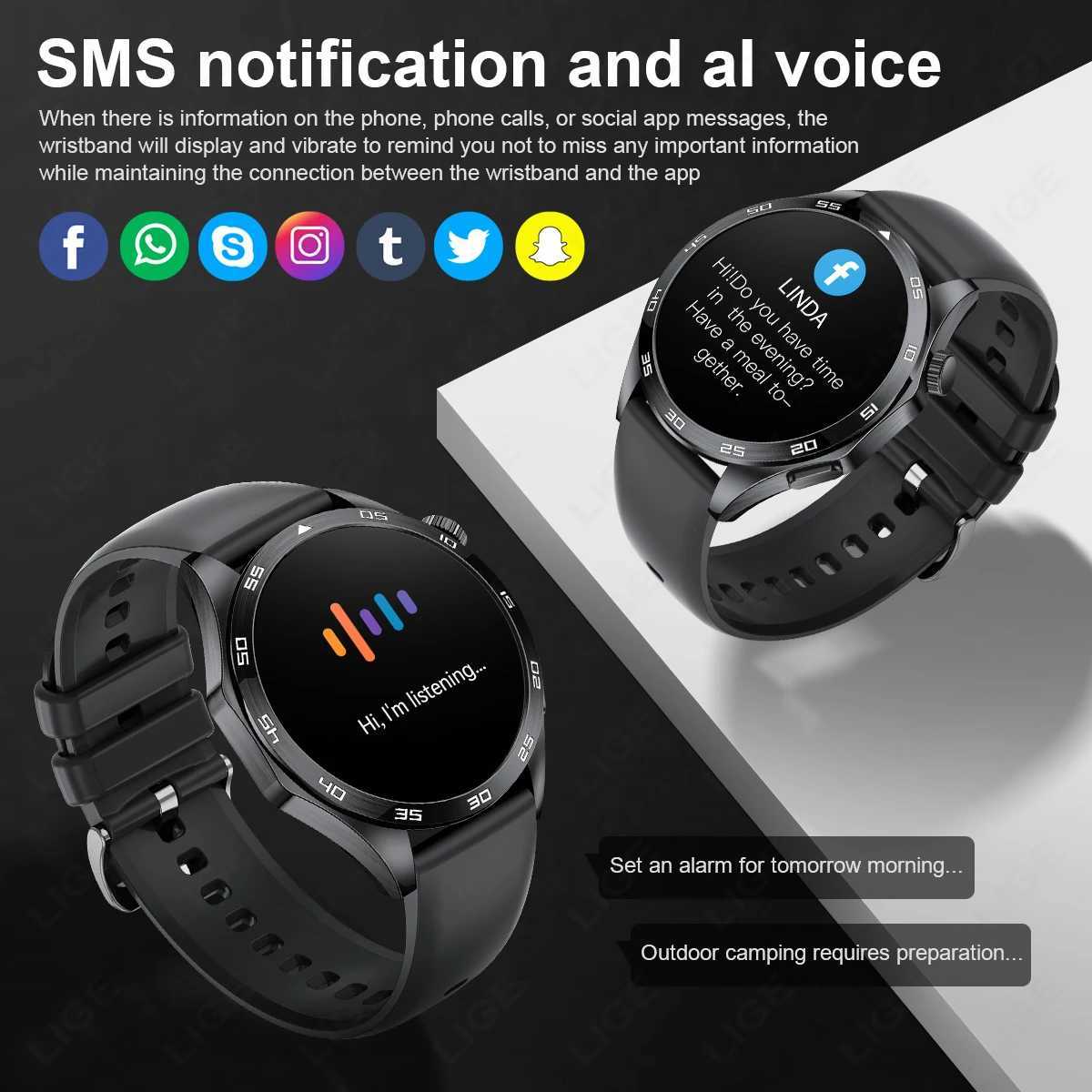 LIGE Mens ECG Heart Rate Monitor Medical Grade Mens Watch wireless connections Call Bracelet Android Smart Watch X241226