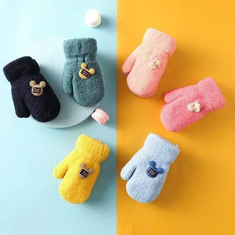 16 Years Old Baby Mittens born Children Kids Winter Gloves Mohair Plush Thick Boys Girls 241225