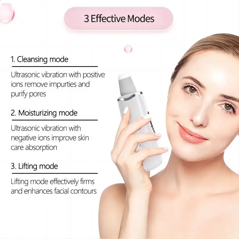 Ultrasonic Skin Scrubber Deep Vibration Spatula Shovel Cleaner Face Scrubber Peeling Black Head r Massager 241226