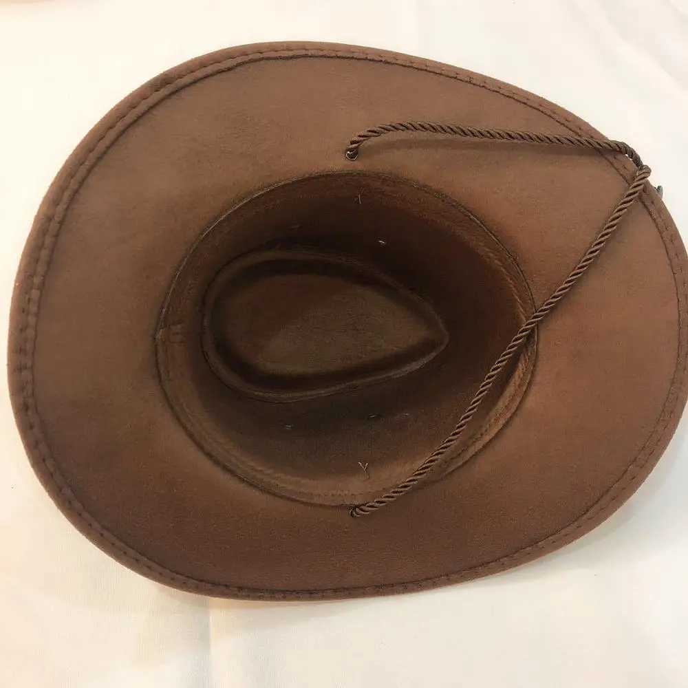 Mens Western Cowboy Hat Suede Spring Summer Mens C Sunshade Horse Outdoor Cycling Solid Color High Quality New Fashion Crimp Gift W241225