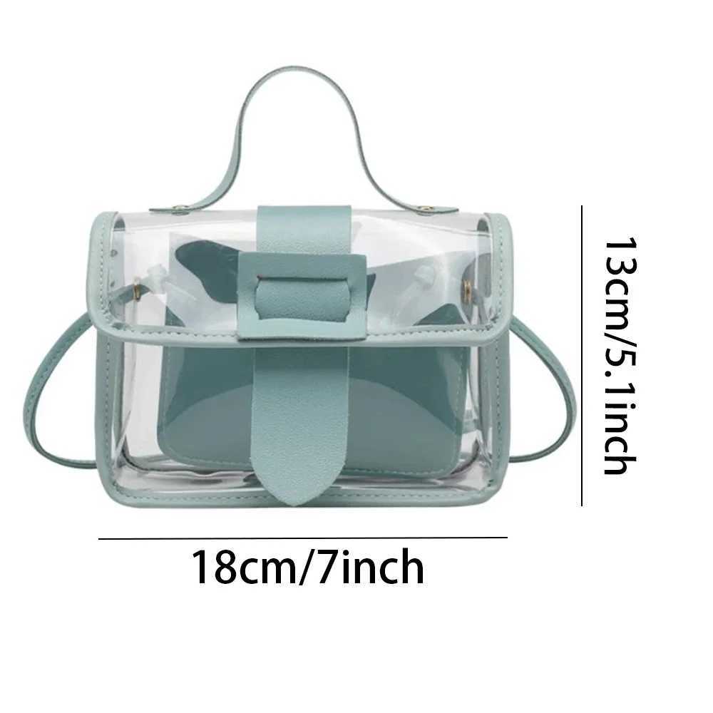 Ladys Transparent Bag Small Square Bag Individual Large Pin Buckle Shoulder Bag Woman Cross-Body Bag Ladies Transparent BagXJ241225