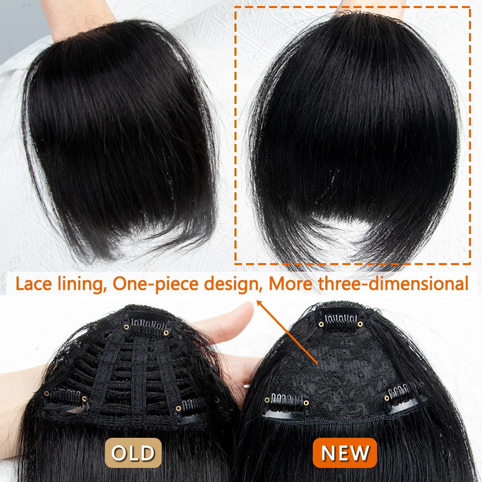 3D Blunt Cut Human Hair Bangs 3 Clips Natural Hair Bangs OverHead Clip In Hair Extensions Non-Remy 2.5x4.5 Black Brown Blonde 241225