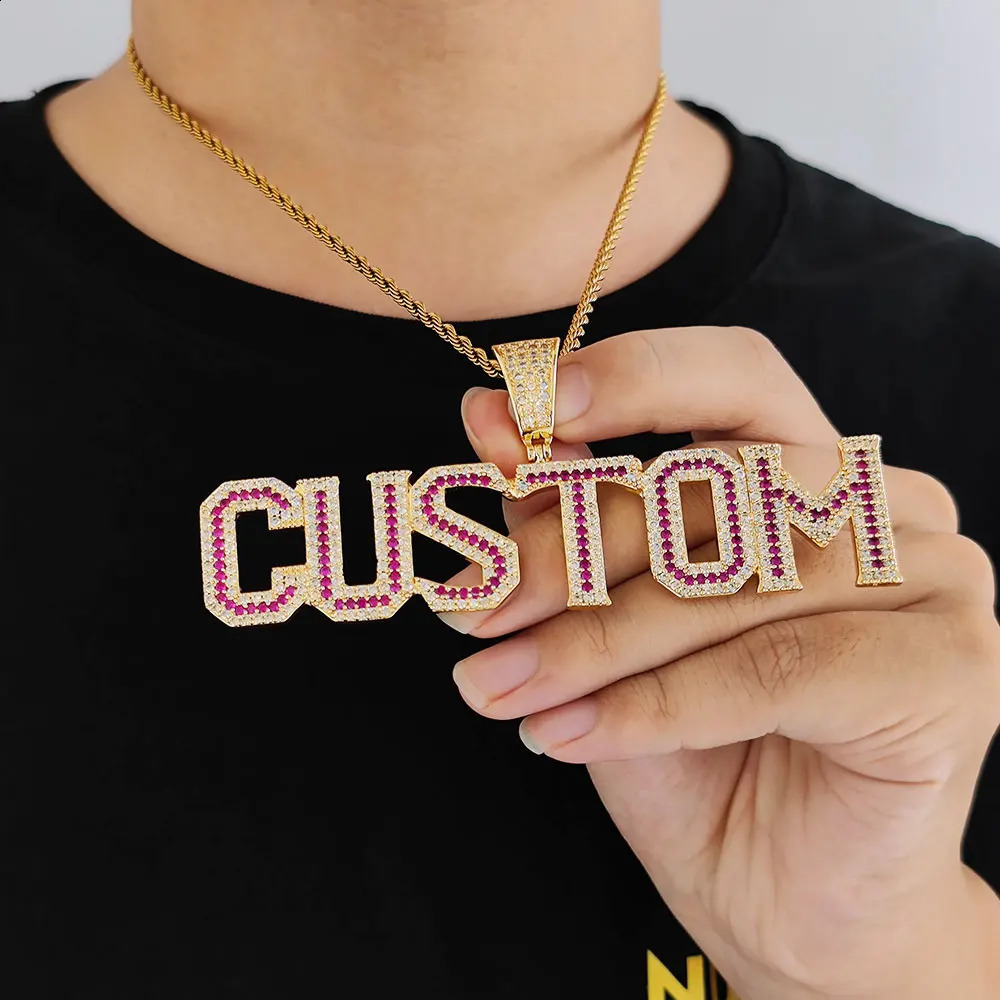 Hip Hop Custom Initial Name letter Iced Out Zircon Fashion For Men Necklace Pendant Jewelry 241226