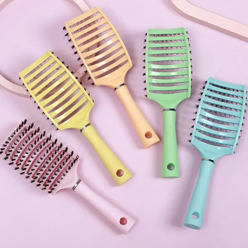 Women Wet Curly Detangle Hair Brush Hair Brush Scalp Massage Comb Hairbrush Bristle Nylon Salon Hairdressing Styling Accessories 241225