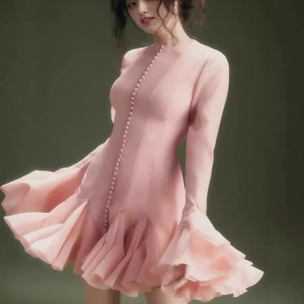 Tailor-made Slimming Long Sleeve Dress For Women Age-reducing Waist-fitted French Style Adult Gift Dress For Romantic Occasions 241217