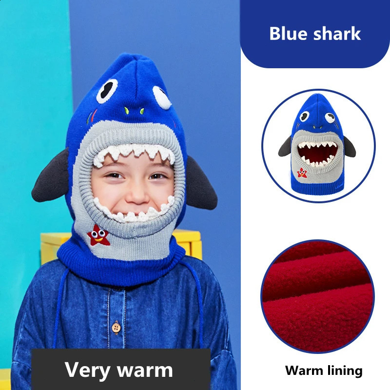 Kids Winter Hat Pompom Children Knitted Hats Baby Girls Boys 3D Animal with Warm Fleece Lining 241225