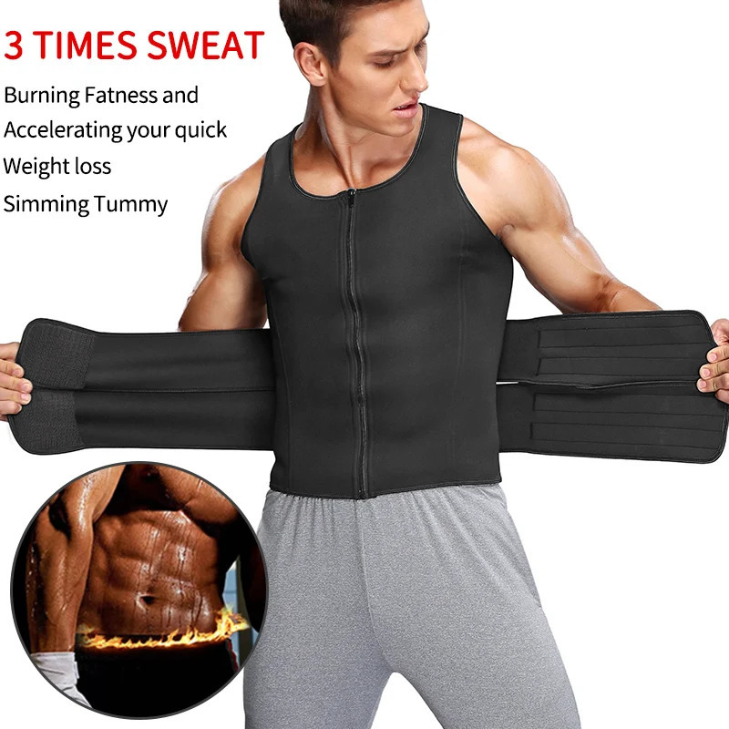 Men Waist Trainer Sauna Vest Fitness Corset Abdomen Slimming Body Shaper Belly Reducing Shapewear Burn Fat Shirt Trimmer Belt 241225
