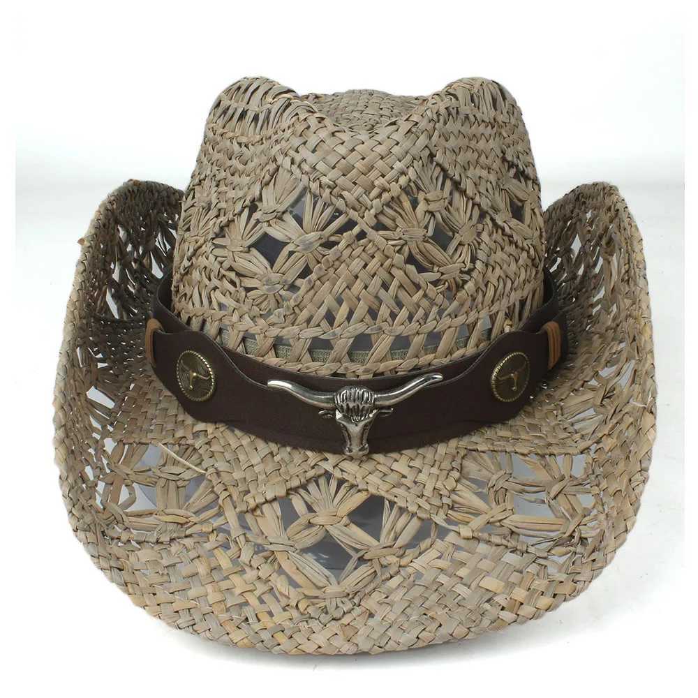 100% Mens Handmade Western Cowboy Hat Wide Brim Hat Outdoor Sombrero Hombre Cowboy Hat W241225