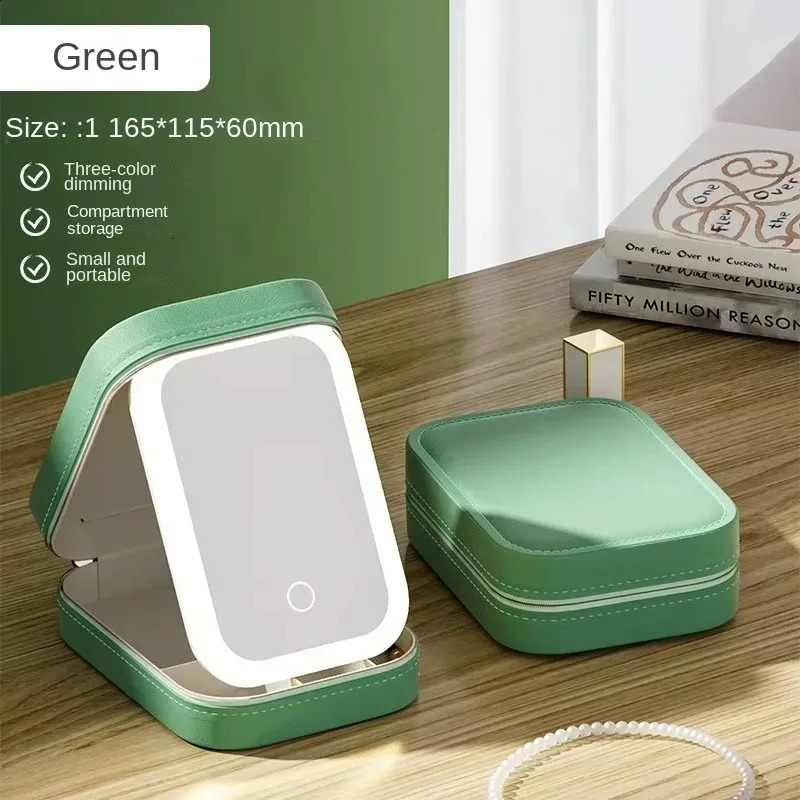 Smart LED Cosmetic Case With Mirror Travel Makeup Bag Small cute Female Beautician Skincare Product Makeup Case 241226