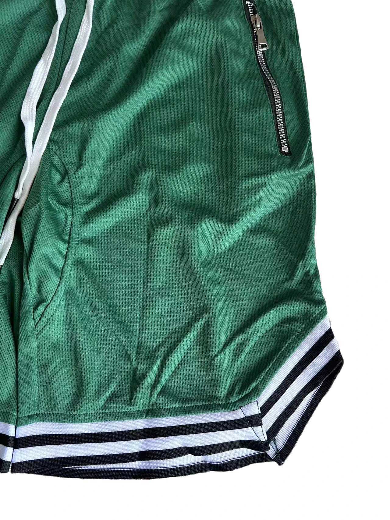 Mens zippered pocket drawstring shorts sportswear breathable quick drying comfortable loose fitting color matching shortsXJ241226