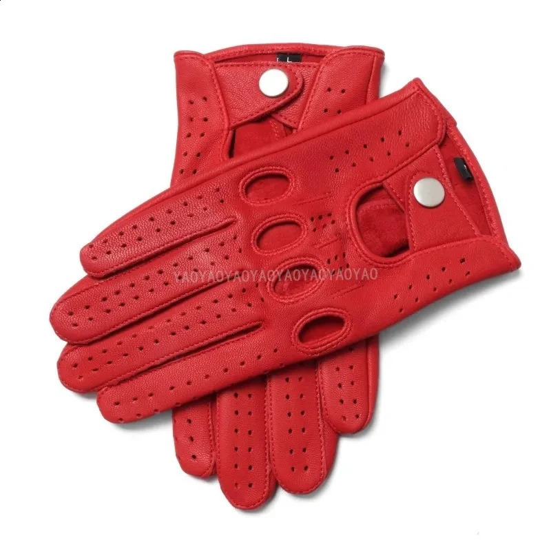 Men Leather Gloves Male Breathable Fashion Classic Goatskin Unlined Thin Spring Summer Driving Mittens 241226