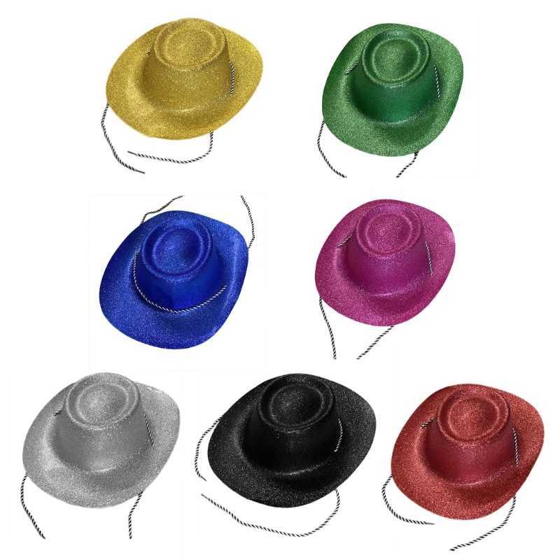 Brides and bridesmaids shiny denim hats holiday wide Brim top hats stage props costumes hats sparkling heads Accries 13MC W241225