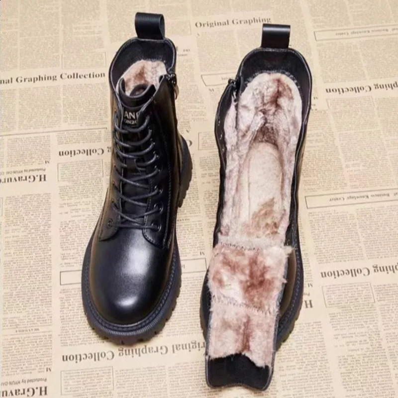 Winter Womens Plus Cotton Shoes Fashion Lace Up Platform Shoes for Women Sneakers Outdoor Keep Warm Womens Casual Ankle Boots 241226